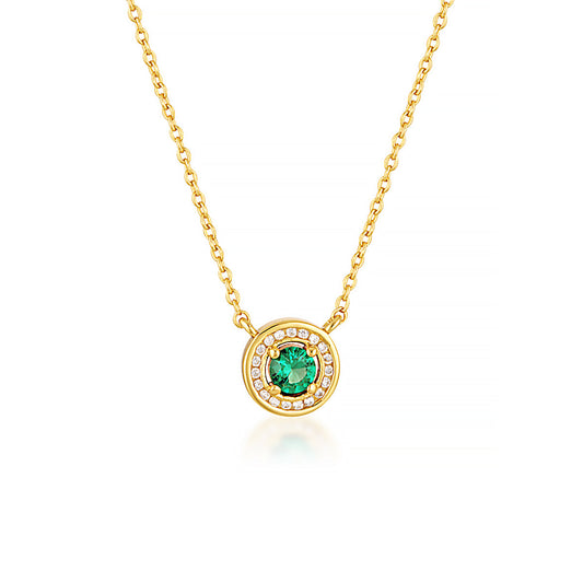 MILESTONE EMERALD HALO PENDANT IN GOLD