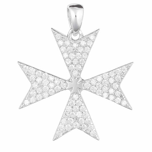 925 Silver Maltese Cross Full CZ's 19mm