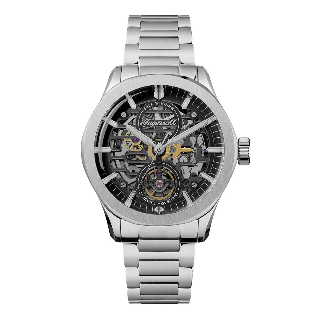 Ingersoll The Bronc 44mm Skeleton Dial Stainless Steel Strap Watch