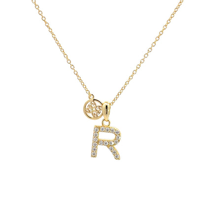 LUXURY LETTERS R INITIAL PENDANT GOLD