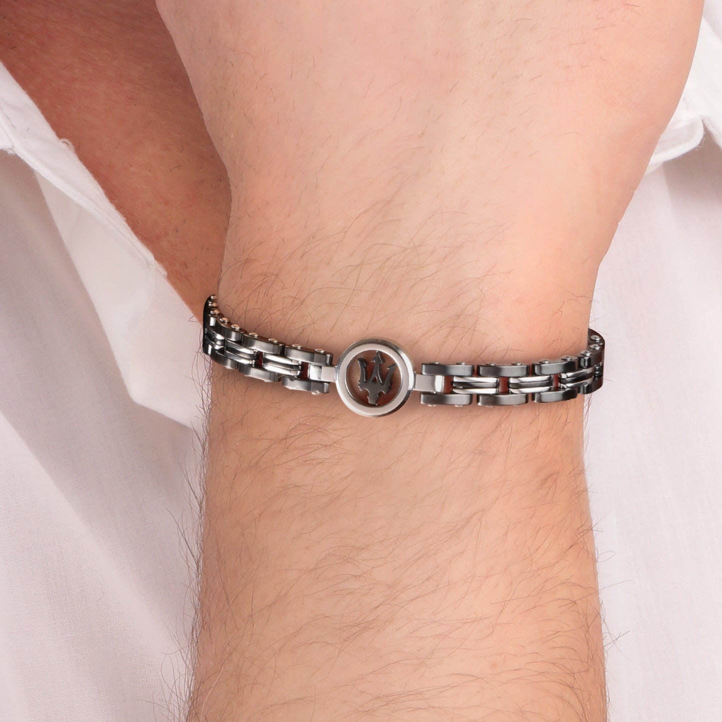 Maserati Ceramic Black with Silver Logo Jewels Bracelet