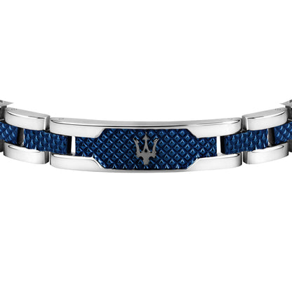 Maserati Dark Gunmetal and Blue Stainless Steel Bracelet