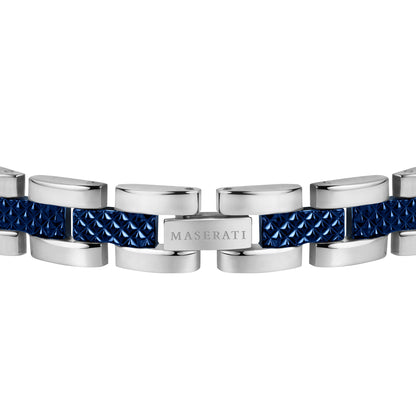 Maserati Dark Gunmetal and Blue Stainless Steel Bracelet