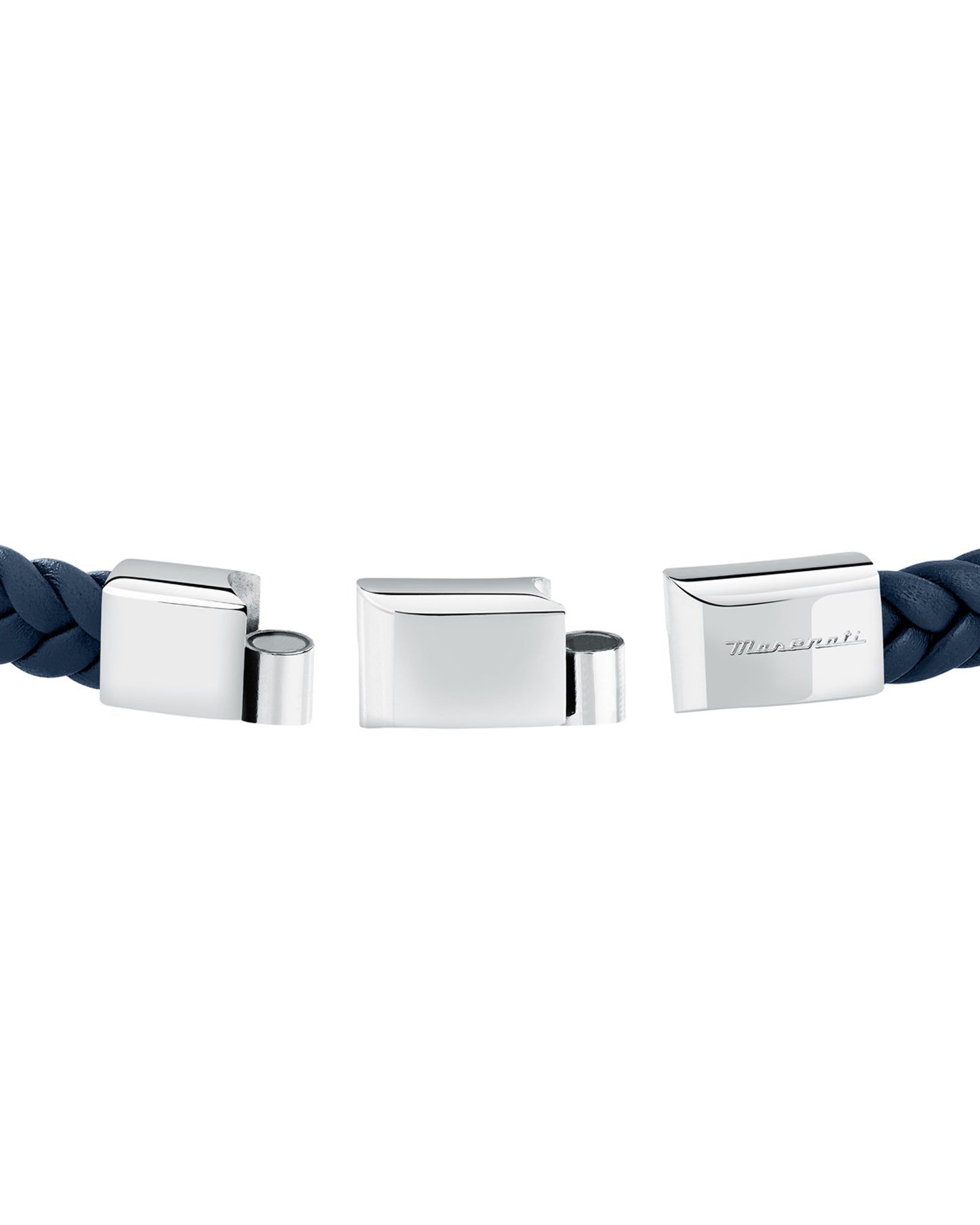Maserati Men's Blue Interlaced Leather and Steel Bracelet