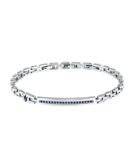 Maserati Men's Stainless Steel Blue Logo Bracelet