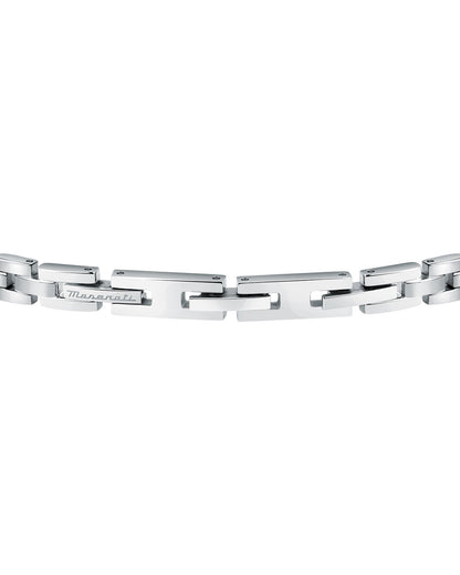 Maserati Men's Stainless Steel Blue Logo Bracelet