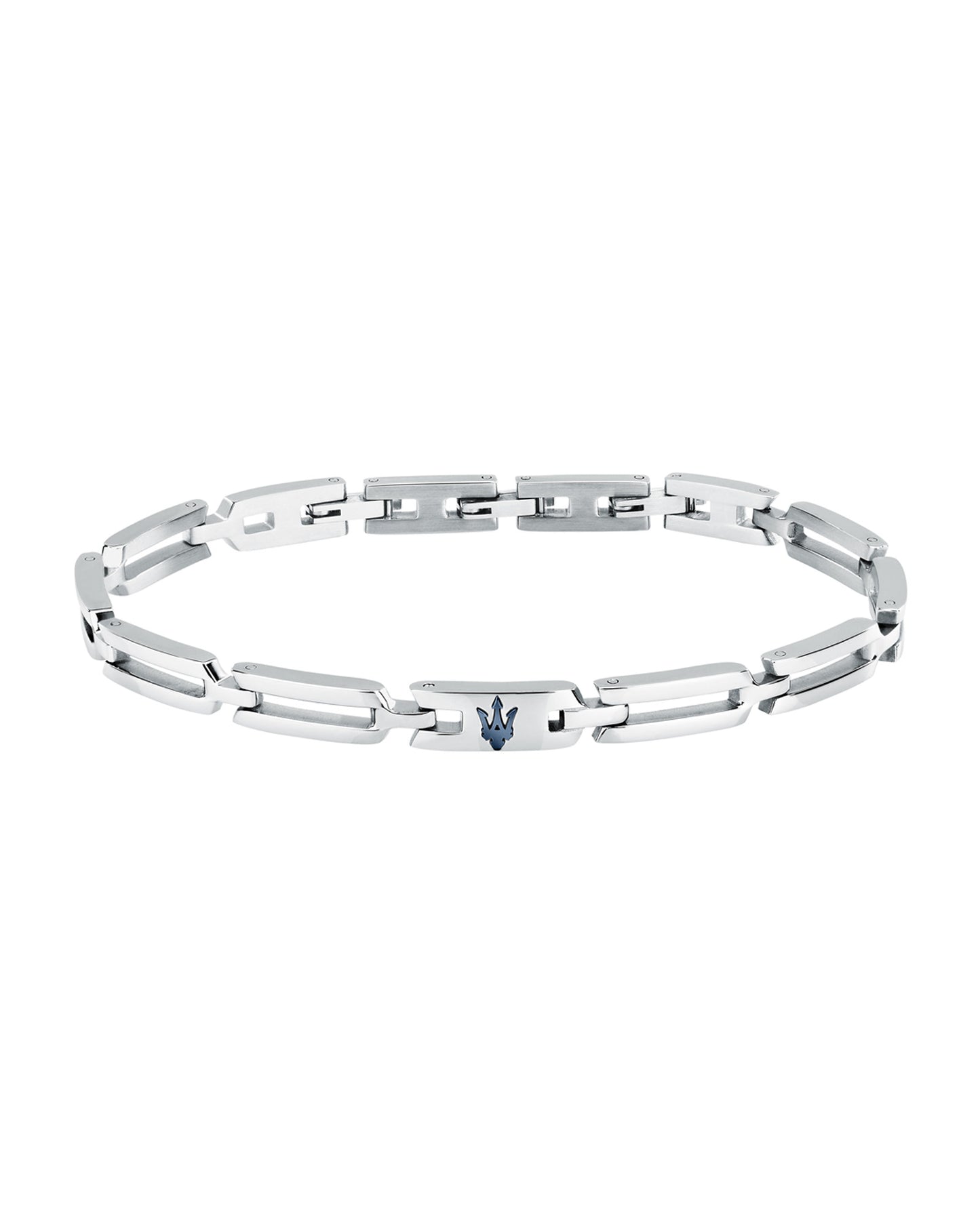 Maserati Men's Iconic Stainless Steel Blue Logo Bracelet