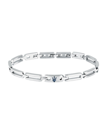 Maserati Men's Iconic Stainless Steel Blue Logo Bracelet
