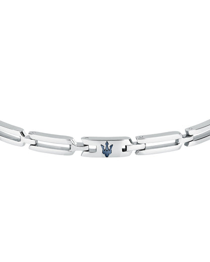 Maserati Men's Iconic Stainless Steel Blue Logo Bracelet