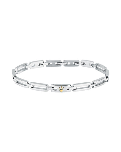 Maserati Men's Iconic Stainless Steel Gold Logo Bracelet