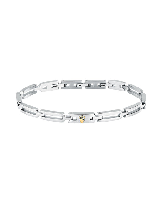 Maserati Men's Iconic Stainless Steel Gold Logo Bracelet
