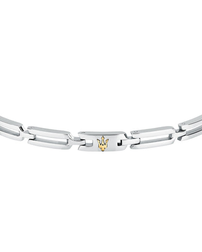 Maserati Men's Iconic Stainless Steel Gold Logo Bracelet