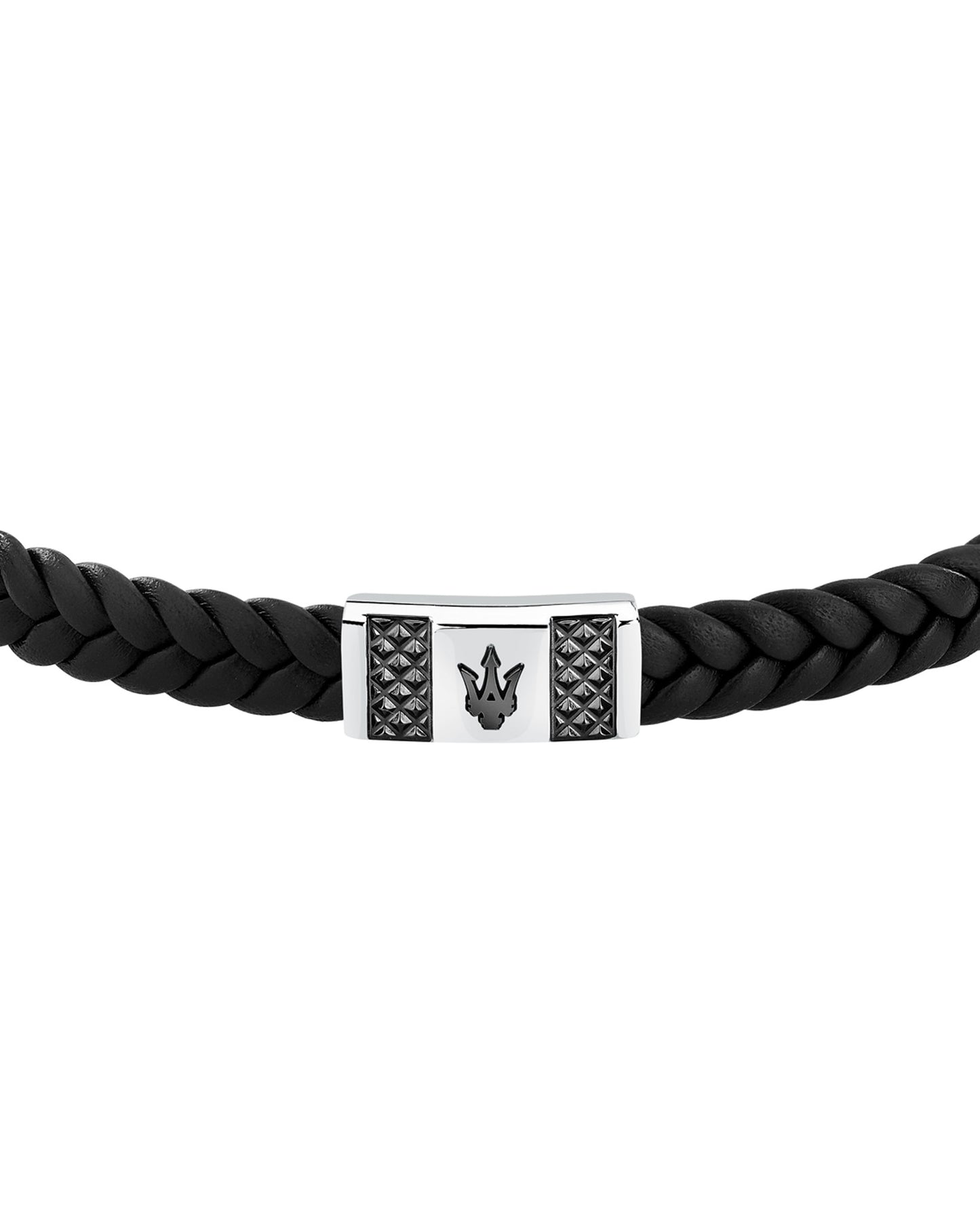 Maserati Men's Gun Metal Leather Bracelet