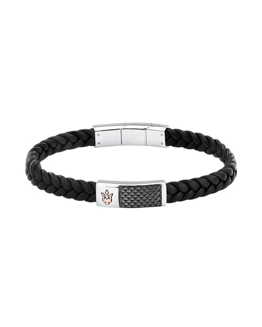 Maserati Men's RG & Gun Metal Leather Bracelet