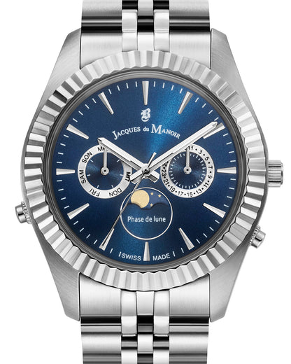 JDM Inspiration Moonphase Day-Date Silver Blue 5 ATM