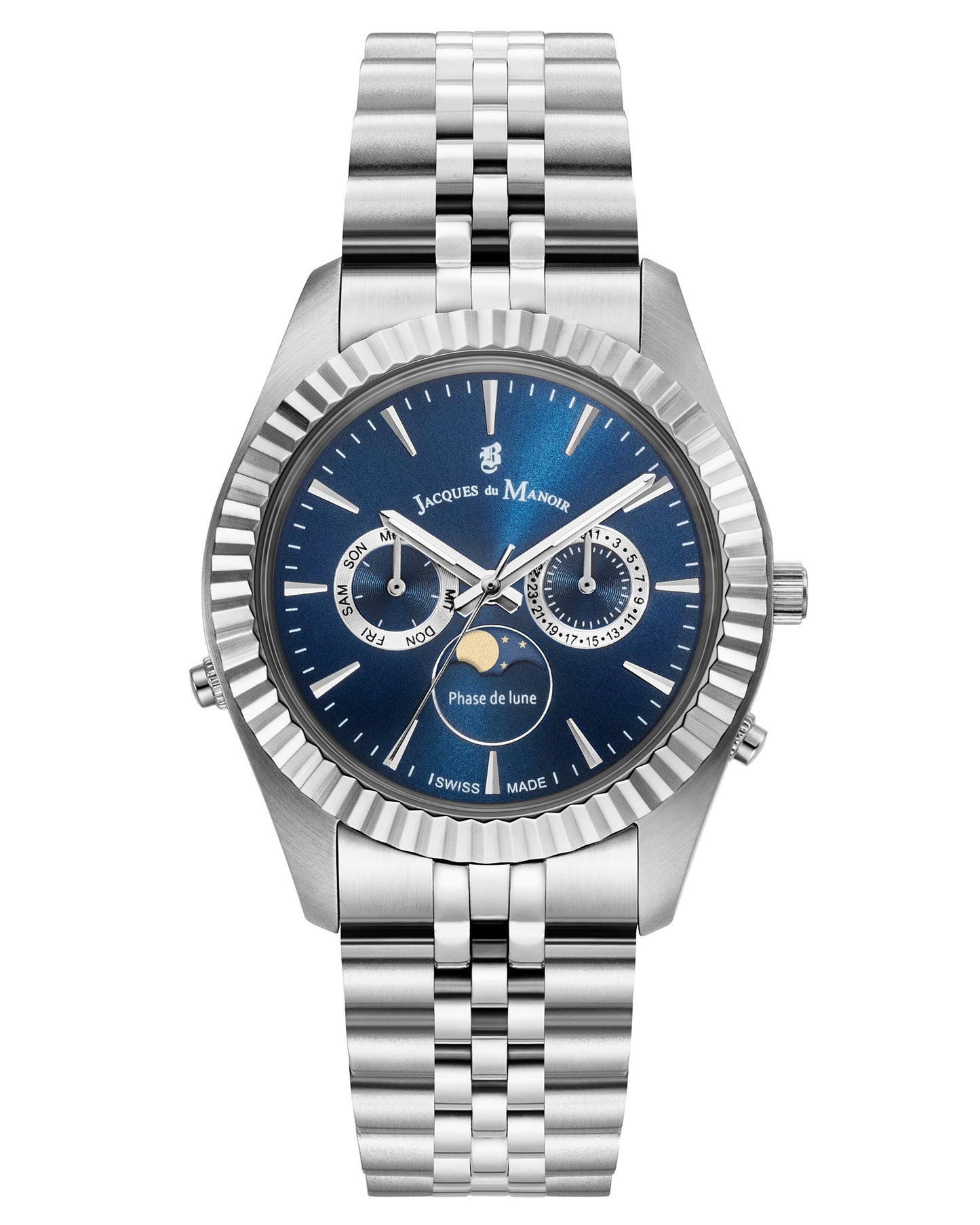 JDM Inspiration Moonphase Day-Date Silver Blue 5 ATM