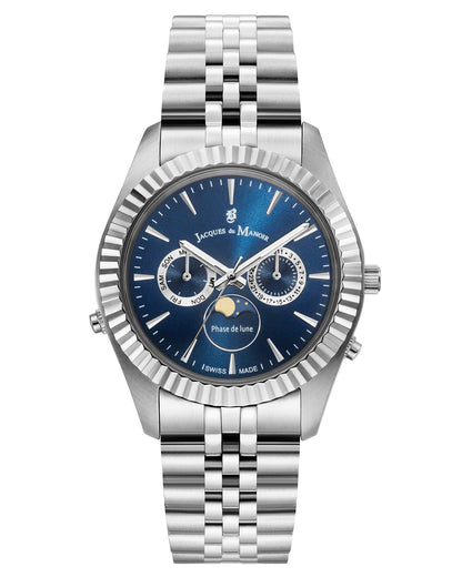 JDM Inspiration Moonphase Day-Date Silver Blue 5 ATM