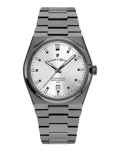 JDM Horizon Gents 41mm White Dial Black Stainless Steel Strap Watch