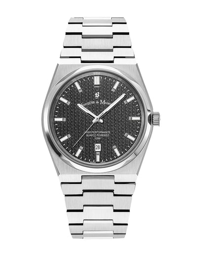 JDM Horizon Gents 41mm Black Dial Stainless Steel Strap Watch