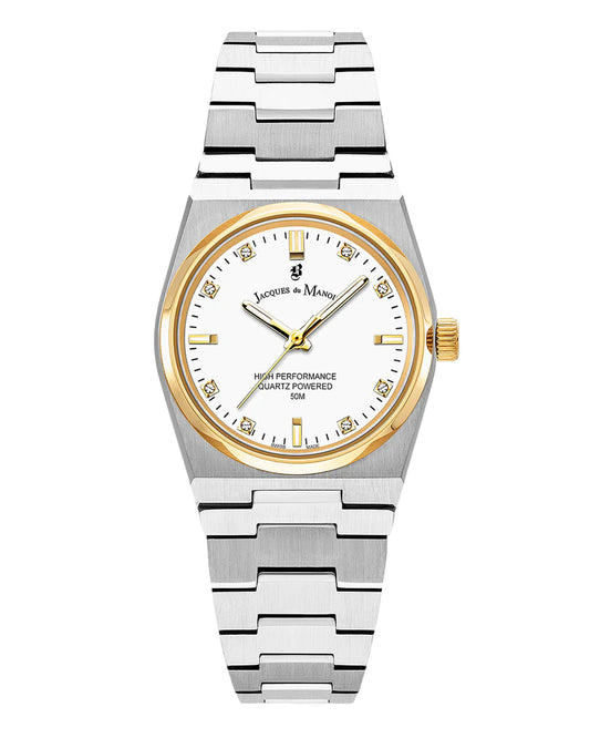 JDM Horizon Ladies 32mm White Dial Two Tone Stainless Steel Strap Watch