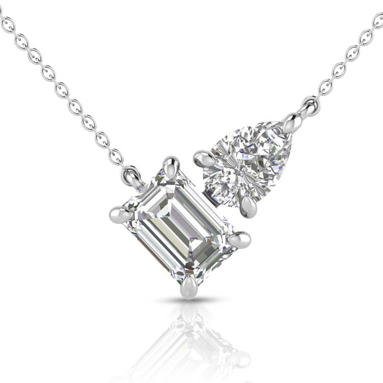 Toi Et Moi 2.2ct Lab Grown Diamond Necklace in 18K White Gold