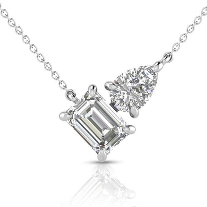 Toi Et Moi 2.2ct Lab Grown Diamond Necklace in 18K White Gold