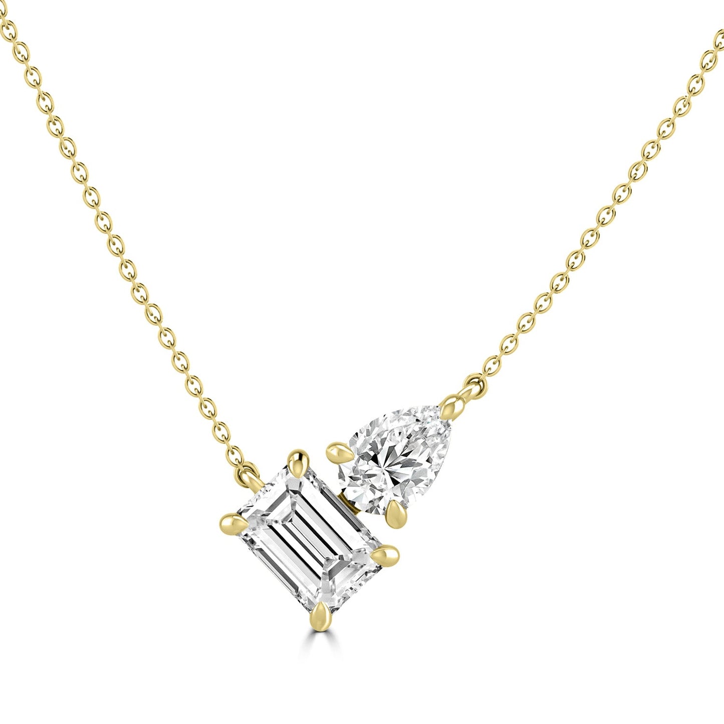 Toi Et Moi 2.2ct Lab Grown Diamond Necklace in 18K Yellow Gold