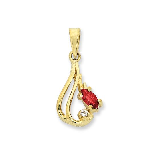 9ct Yellow Gold Ruby & Diamond Pendant