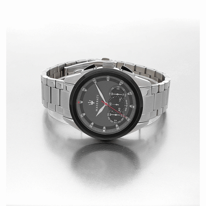 Maserati Traguardo 45mm Black Dial Silver Bracelet Watch