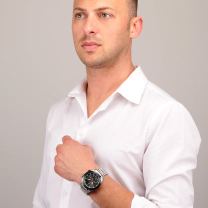 Maserati Traguardo 45mm Black Dial Silver Bracelet Watch