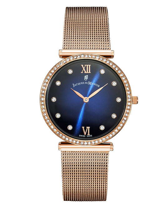 JDM Cocktail 34mm Blue Dial Rose Gold Strap Watch