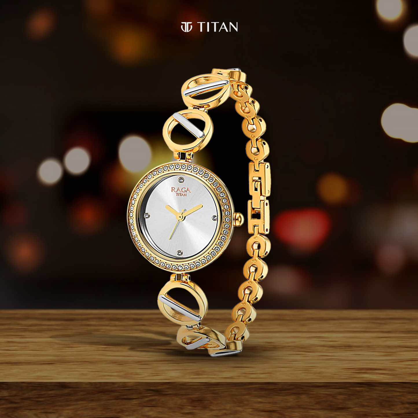 Titan Raga Viva Golden Dial Women Watch With Metal Strap