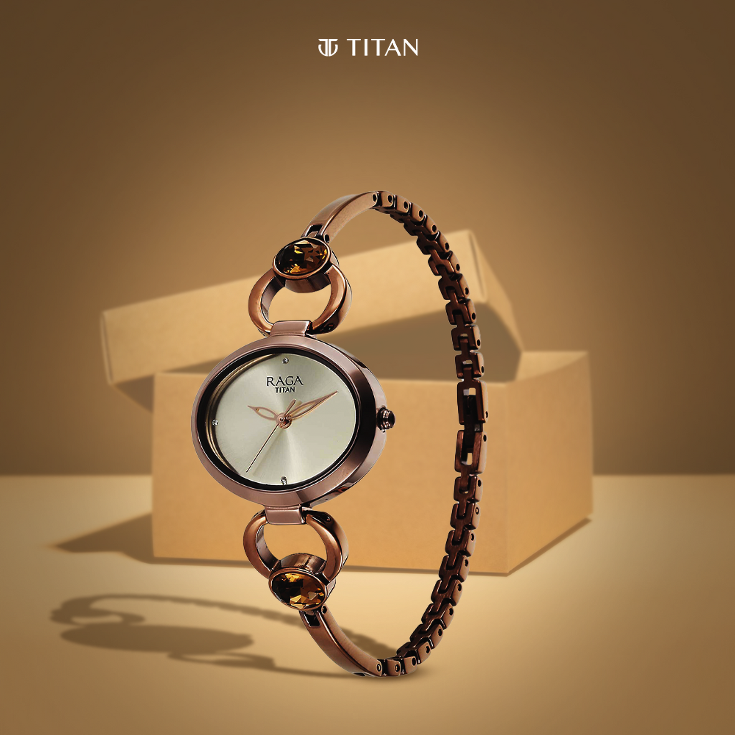 Titan Raga Viva Quartz Analog Champagne Dial Metal Strap Watch for Women