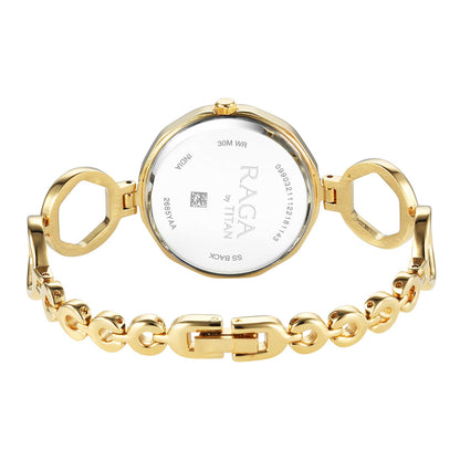 Titan Raga Viva Golden Dial Analog Quartz Metal Strap Watch for Women