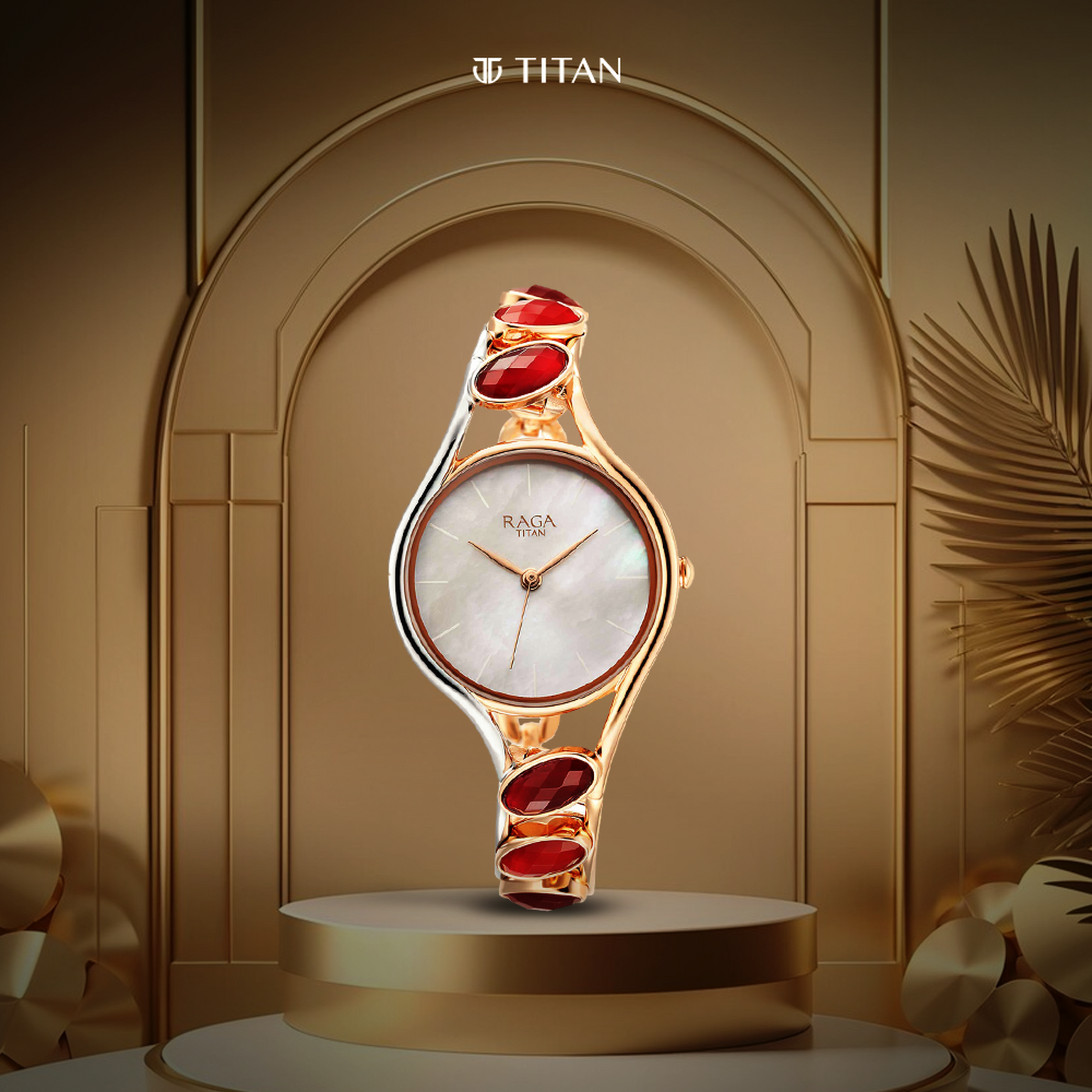 Titan Raga New You Quartz Analog Mother Of Pearl Dial Metal Strap Watch for Women