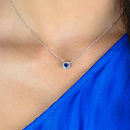 MILESTONE SAPPHIRE HALO PENDANT IN SILVER