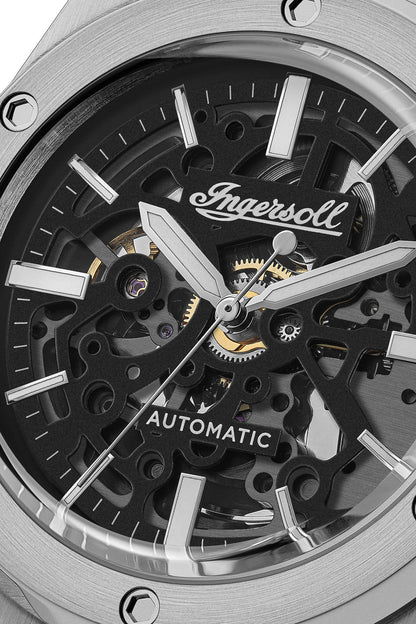 Ingersoll The Baller Automatic Black Dial Silver Stainless Steel Strap Watch