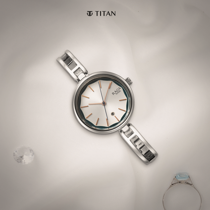 Titan Raga Viva Silver Dial Metal Strap Watch for Women