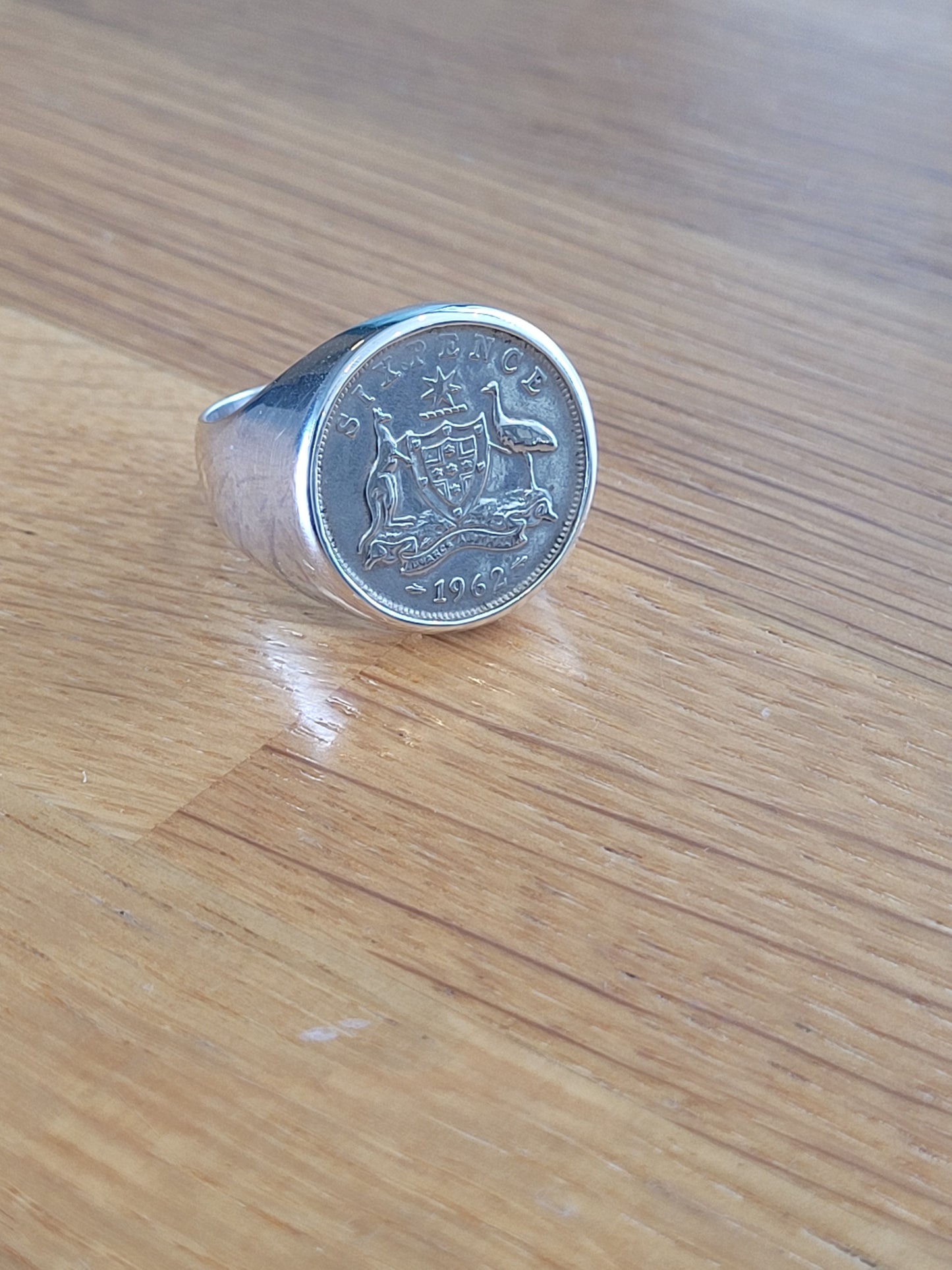 1962 Six Pence Coin Ring