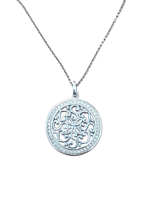 Pastiche 925 Silver Filigree heart Disc with Czs