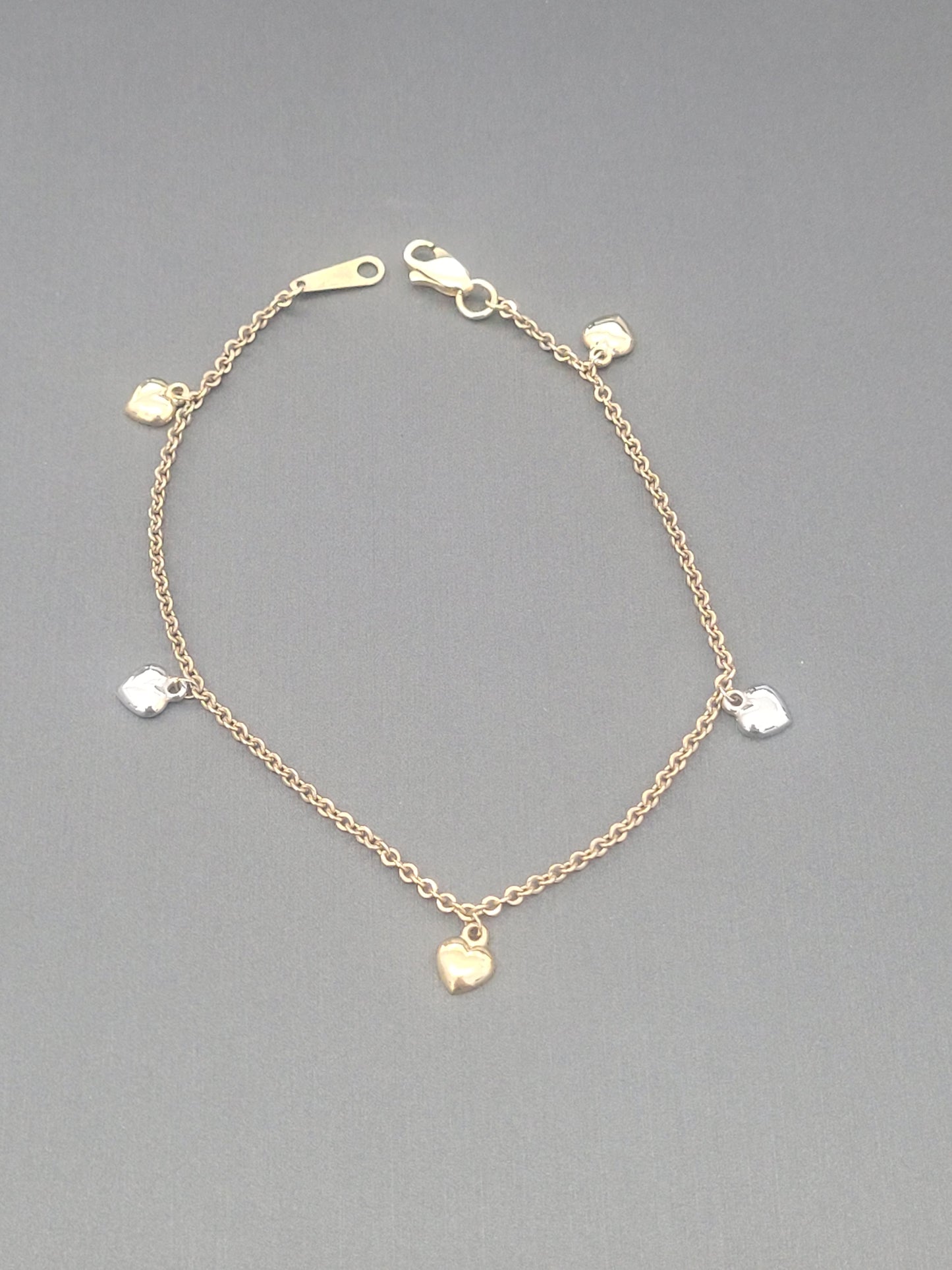 9ct Two Tone Heart Bracelet
