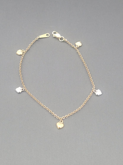 9ct Two Tone Heart Bracelet