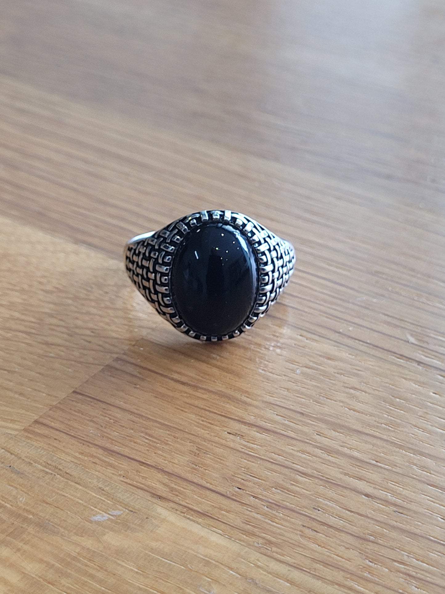 925 Black Agate Dress Ring