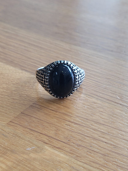 925 Black Agate Dress Ring