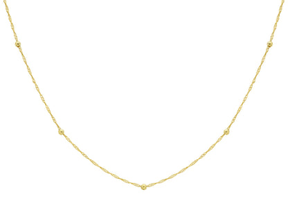 9K Yellow Gold Solid Ball Twist Necklace 45cm