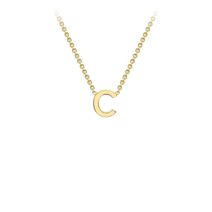 9K Yellow Gold 'C' Initial Adjustable Letter Necklace 38/43cm