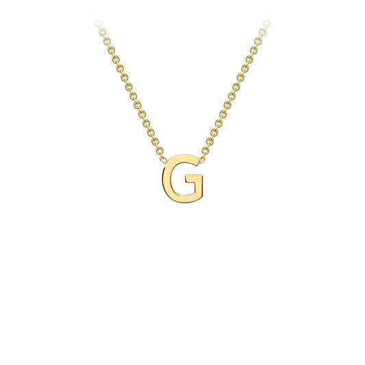 9K Yellow Gold 'G' Initial Adjustable Letter Necklace 38/43cm