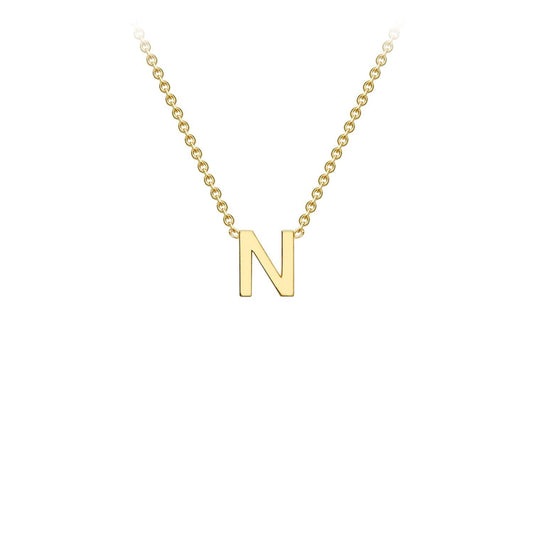 9K Yellow Gold 'N' Initial Adjustable Letter Necklace 38/43cm