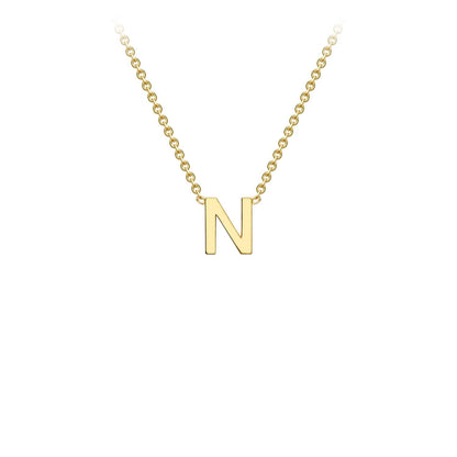 9K Yellow Gold 'N' Initial Adjustable Letter Necklace 38/43cm