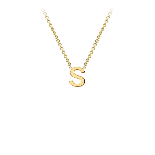 9K Yellow Gold 'S' Initial Adjustable Letter Necklace 38/43cm